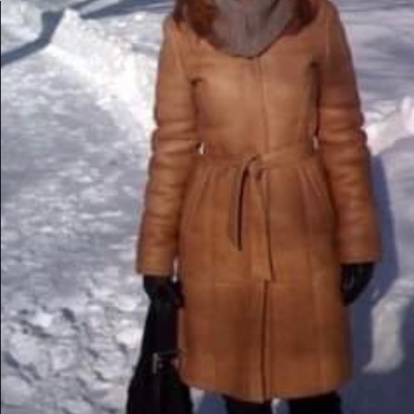 Privilego Tan Shearling Coat - Picture 14 of 16